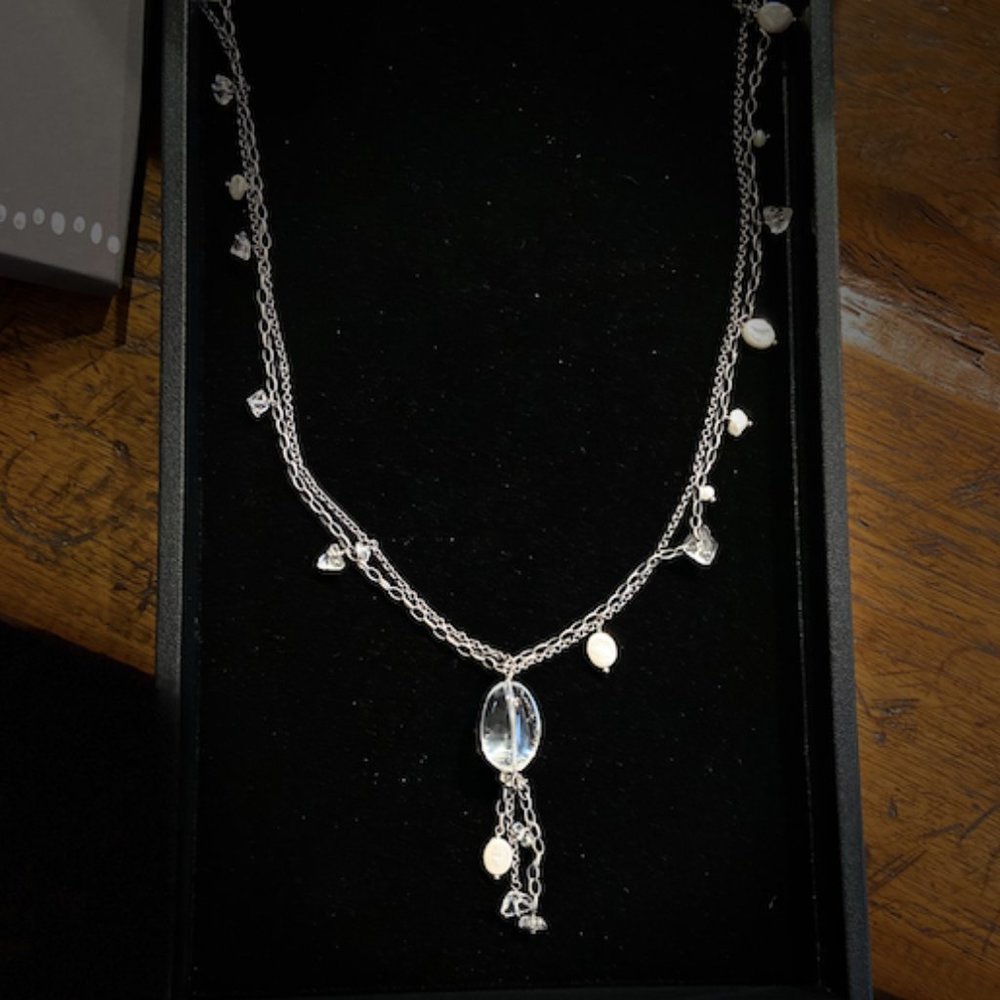 Silpada- 2 Strands Sterling Silver - Pearl and Crystal - N1492